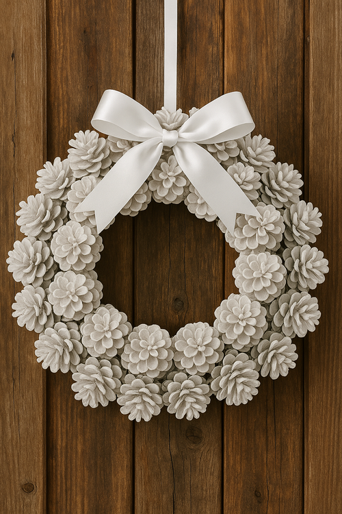 Szyszki dekoracyjne białe GrandDeco – 60 szt. eleganckie ozdoby zimowe i świąteczne w stylu scandi i classic white