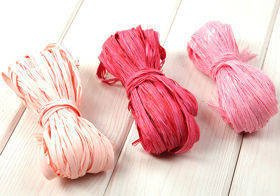 Raphia 3 x 15 m / Breite 2 cm - rosa (mix 10)