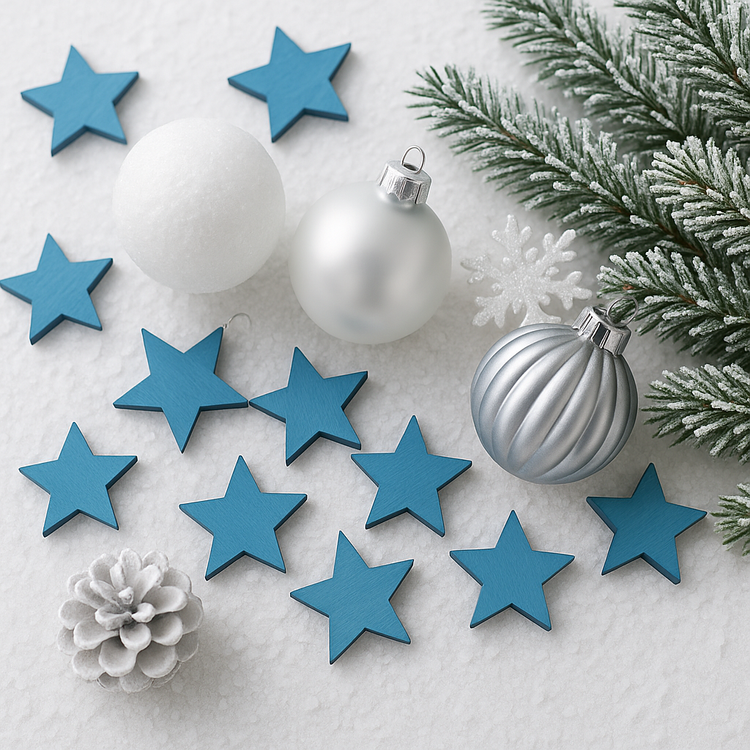 Weihnachtsdekoration aus Holz, Holzsterne 3 cm-12 St./Pack