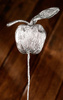 Paper apple on pick, 35 cm, silver