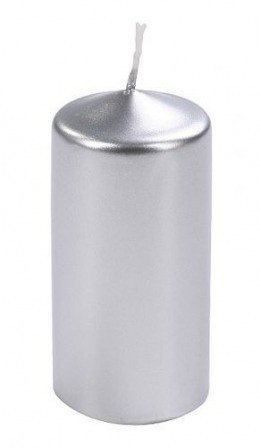 Cylinder candle 60/80 mm metalic silver