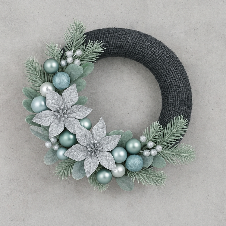 Jute wreath turquoise 25 cm