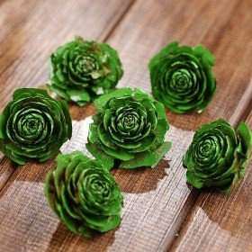 Cedar Wood Roses 6 pcs./pack Green