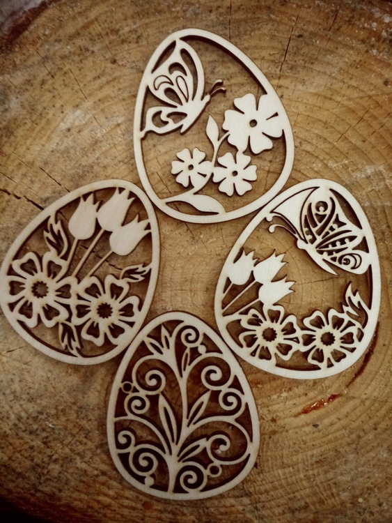 Wooden Easter eggs wz. 2. Christmas spring pendants 80 mm / 4 pcs.