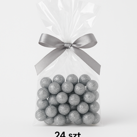 Weiße Glitzerkugeln 15mm 24 / Pack