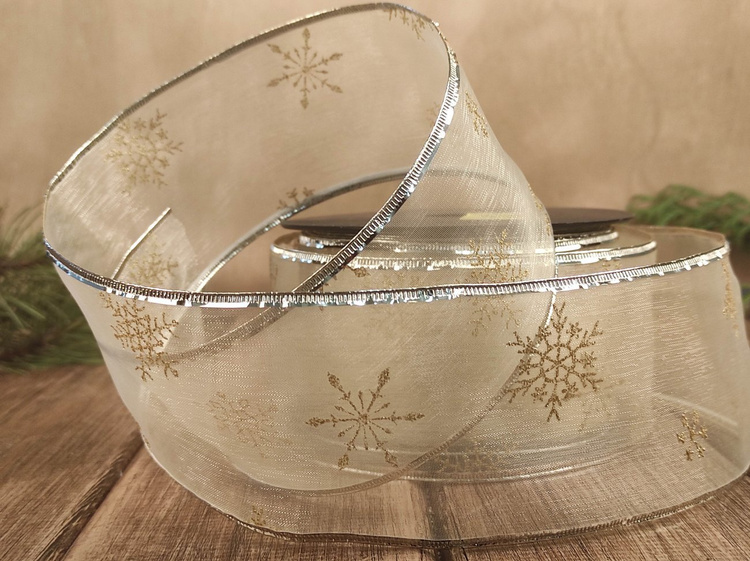 Wstążka świąteczna z drucikiem szer. 6 cm długość 250 cm