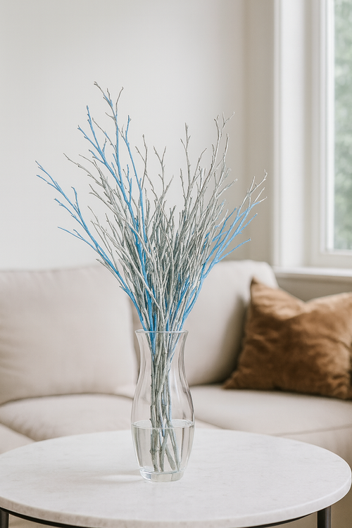 Beerenstrauß, ca. 30 cm lang, weiß und blau