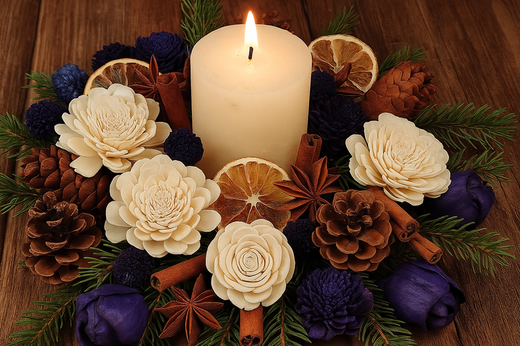 Dried salt flowers 45-50 pcs / pack - navy blue and white