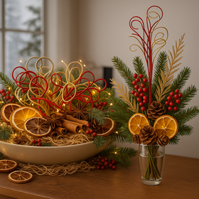 Rattan knots red-gold 10-12 cm 8 pcs/pkg