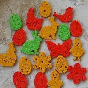 Frühlingsfiguren, Filzeier 4 cm / 24 Stück / Packung Mix