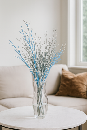 Beerenstrauß, ca. 30 cm lang, weiß und blau