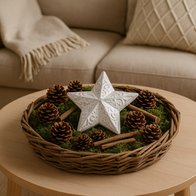 Rustic ceramic star - silver (ca.15cm)
