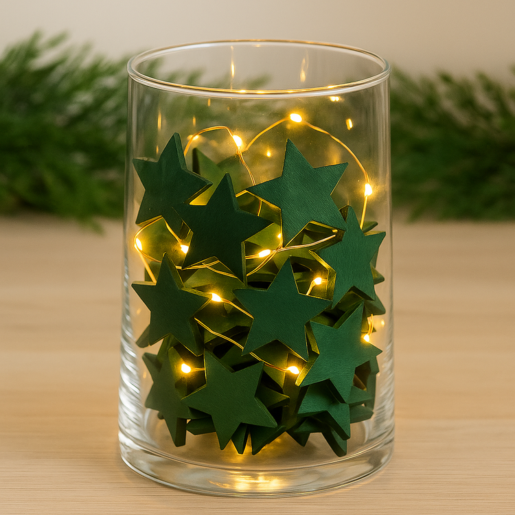 Wooden Christmas decorations, Wooden stars 3 cm-12 pcs / pack