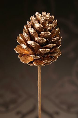 Golden pine cone at the pick  6 pcs / set.