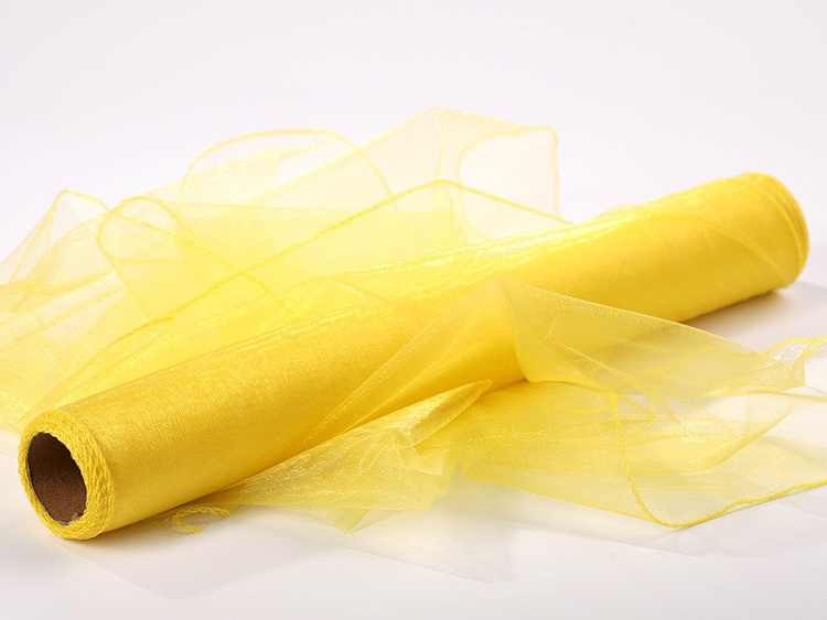 Organza wstążka obszywana, tiul na rolce obszywany 40cm / 900 cm   ŻÓŁTA
