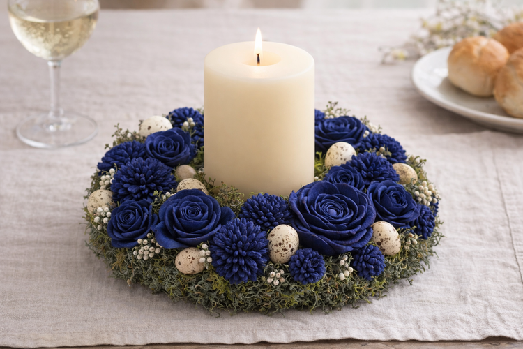 Zinia Blumen, 3 cm, 24 Stck - marineblau