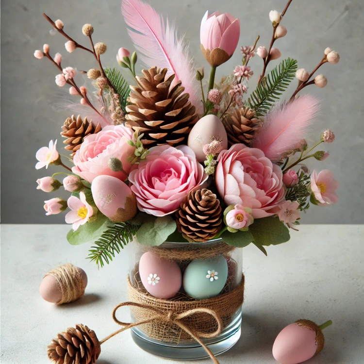 Cone on stick, 3pcs/pkg 7cm/50cm- pink