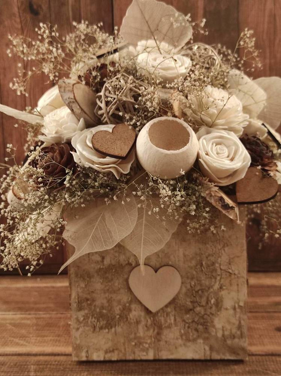 Getrocknete Blumen auf dem Schirm weiß 6 Stück / Packung. - Weiss