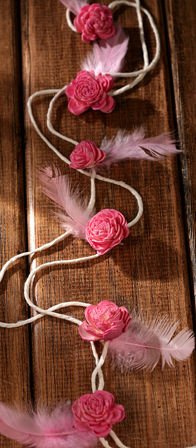 Felt garland - flowers, 240 x 12 cm - red