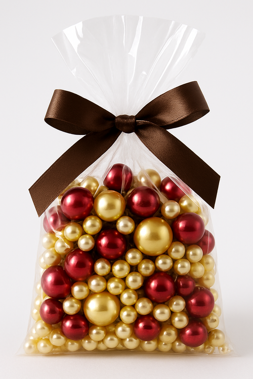 Perlen, Zierperlen 50g, braun, gold, creme 