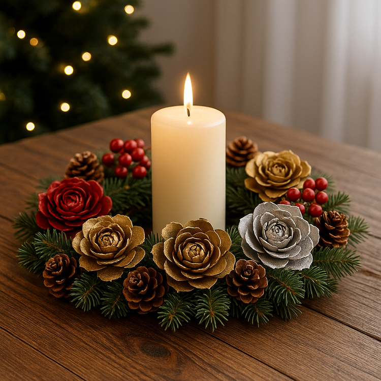 Cedar Wood Roses 6 pcs./pack heads gold,silver,claret