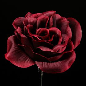 Artificial roses, developed, head, maroon - 3 pcs / pack