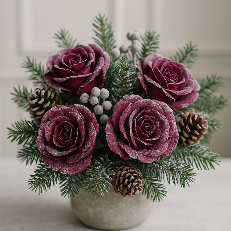 Künstliche Rosen entwickelt Köpfe BORDO - 3 Stück / Pack