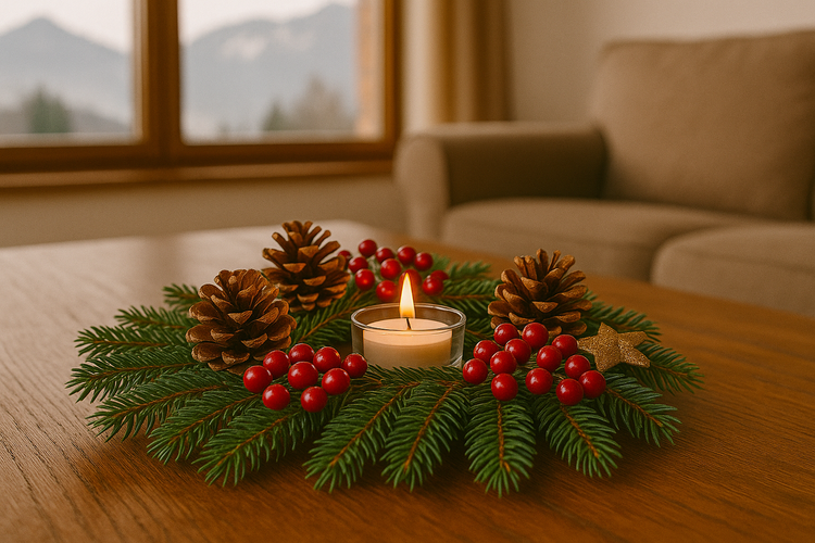 Äpfel auf einem Draht, Weihnachtsdekoration