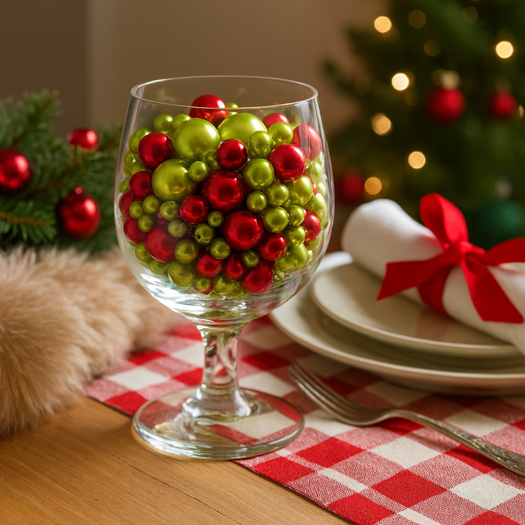 Perlen, Zierperlen 50g grün und rot