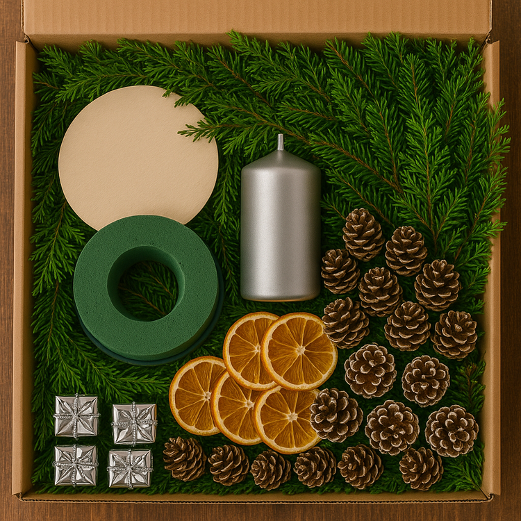 Round composition wooden 25 cm diameter