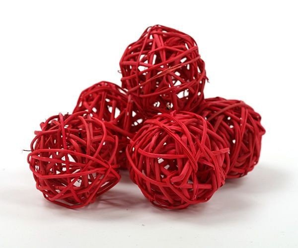 Rattan balls, diameter 2-3 cm, claret, 12 pcs/pkg