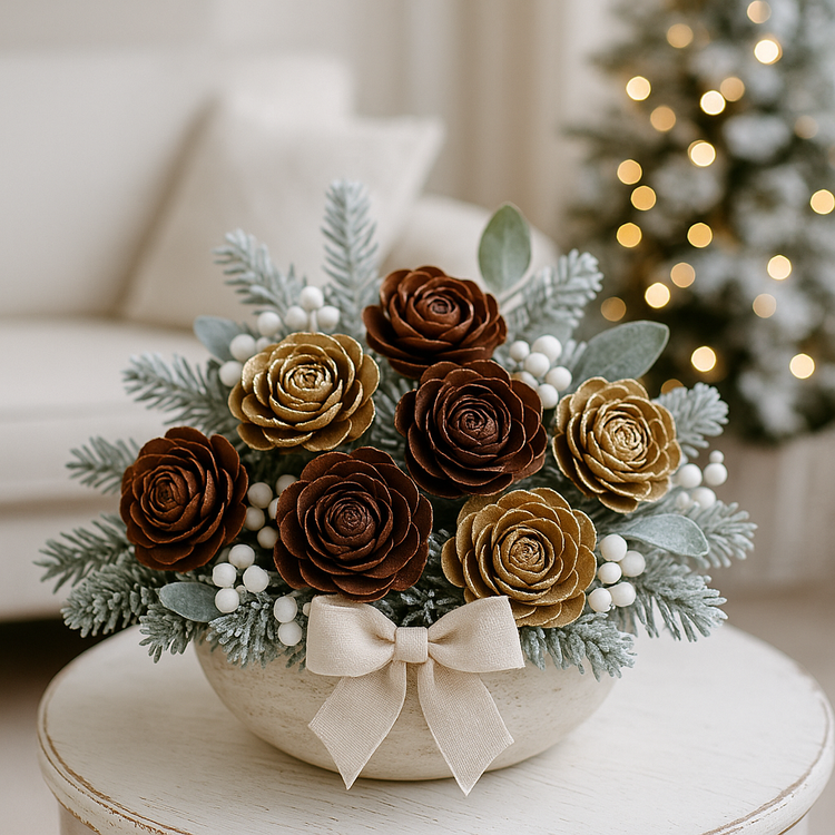 Cedar Wood Roses 6 pcs./pack heads brown,gold,natural