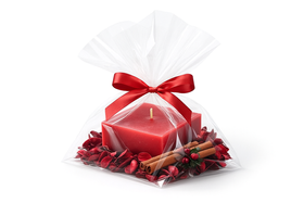 Scented rustic candle, cube, 10 cm - red