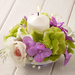Purple-cream-green composition with candle 15/15 cm