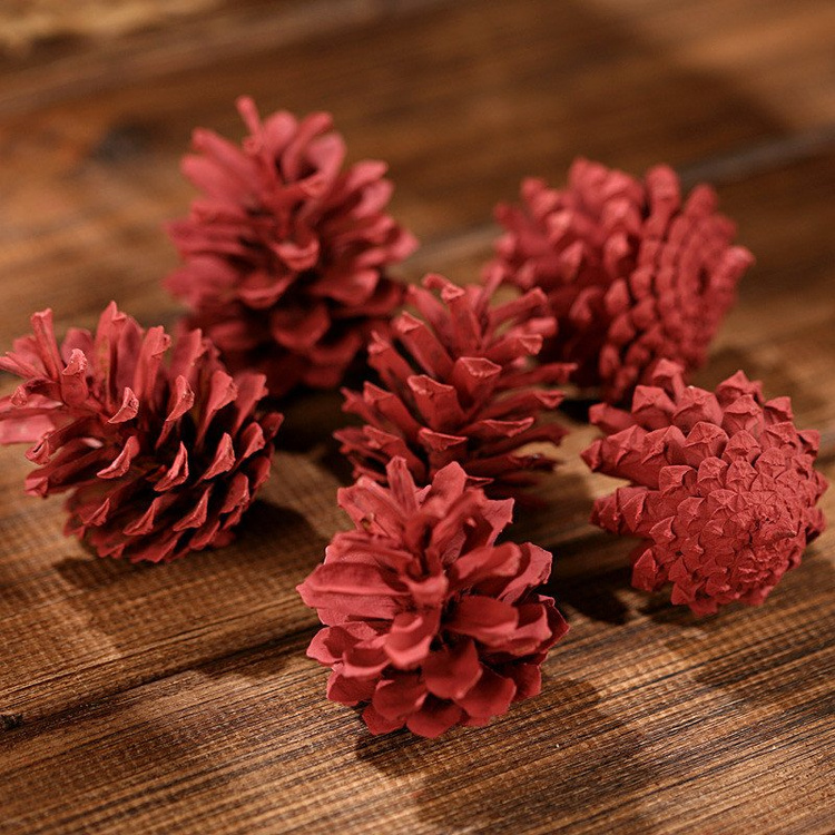 Mountain pine cone, 12 pcs/pkg claret