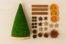 Zestaw DIY – Choinka z Mchu z Naturalnymi Dekoracjami | Kolekcja GrandDeco | Handmade, prosty i efektowny projekt świąteczny