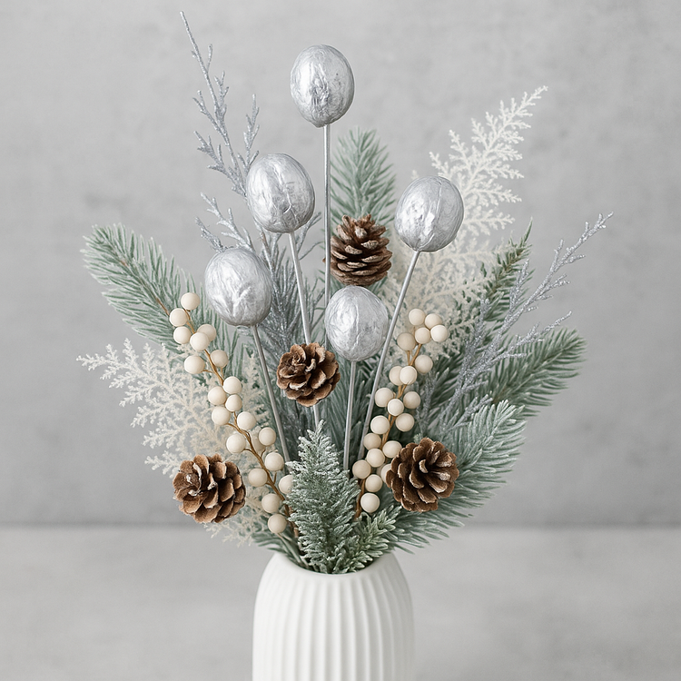 Exotische Früchte am Stäbchen, 6 Stücke - 30 cm, silbern