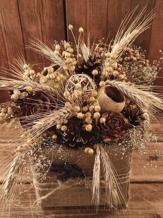 Bunch of grass, grains and linum, ca. 40 cm