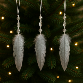 Silver feather with cristalls on stick