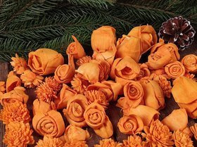 Kwiaty na choinkę Suszone rośliny Potpourri naturalne ozdoby Kwiaty na stroik, wianek, potpourri 60 szt/op. -intensywne pomarańcze