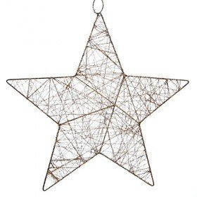 Wiry star-hanger, gold with glitter, 25 cm