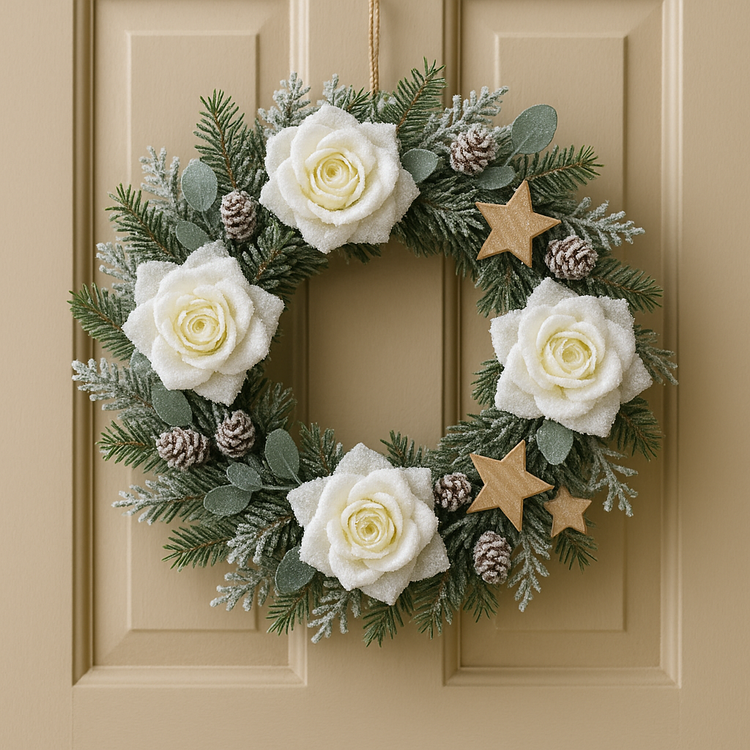 Artificial roses developed white WHITE 3 pcs / pack