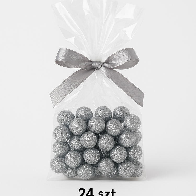 White glitter balls 15mm 24 / pack