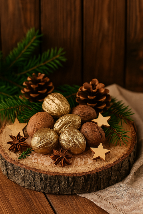 Amrakugeln, Mischung, 12 Stck, braun gold