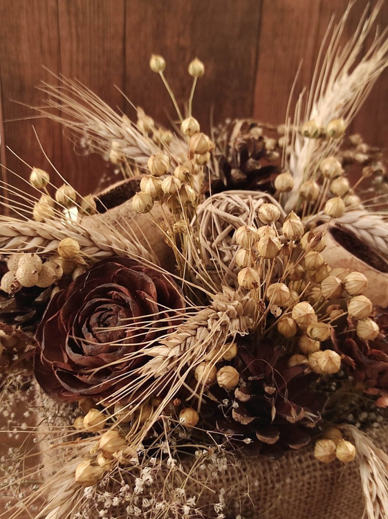 Bunch of grass, grains and linum, ca. 40 cm