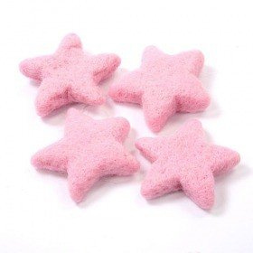 Set of 4 felt pink stars 8 cm