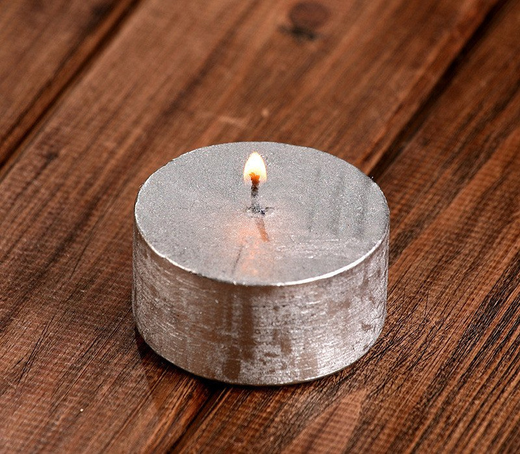 Rustic candle cylinder 65mm silver 