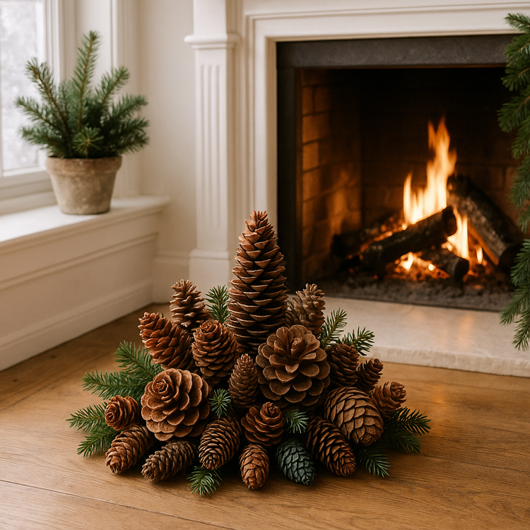 Set of dried cones: pine,pine,larch,douglas fir, beech 35-45 pcs.