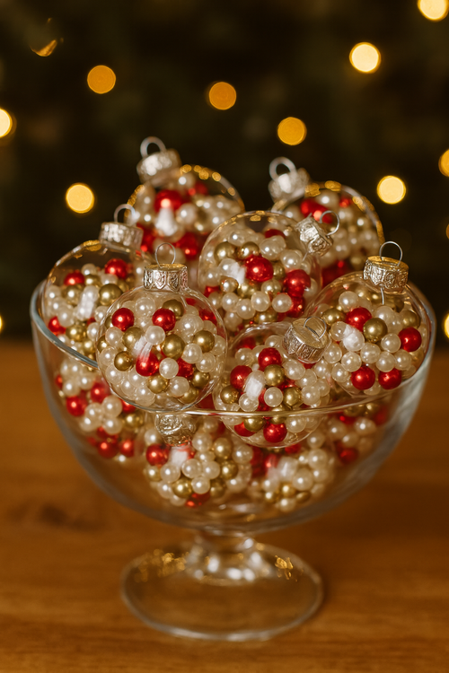 Perlen, Zierperlen 50g Weiß, Gold und Rot 