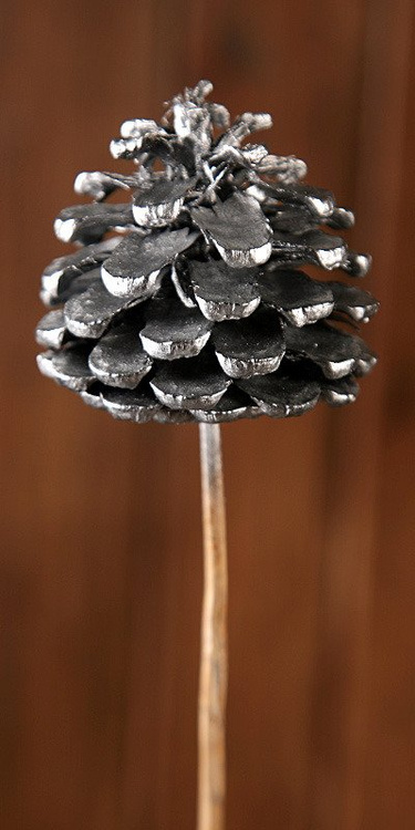 Cone on stick, 3pcs/pkg  7cm/50cm - silver